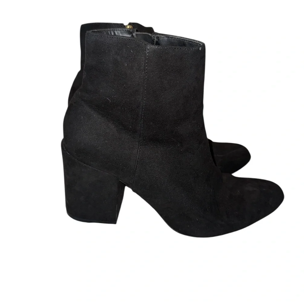 🔵 Fashion Nova Black Suede Block Heel Ankle Booties Size 9